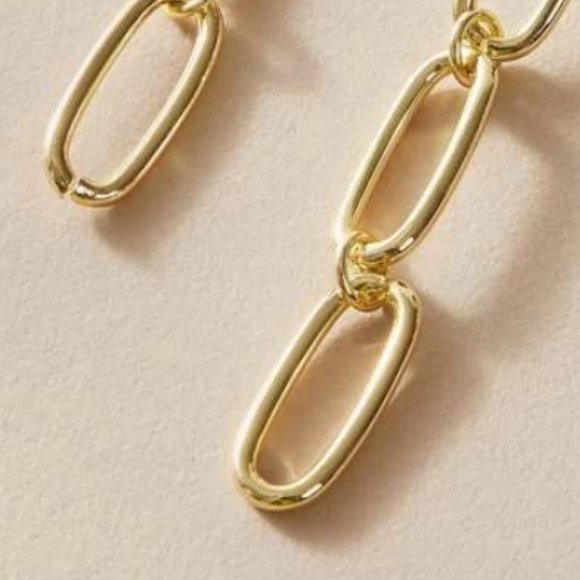5 for $25 Gold Color Link Chain Statement Earrings - Picture 3 of 4